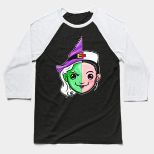 Half Witch Half Nurse Wonderhealer Costume Halloween Baseball T-Shirt